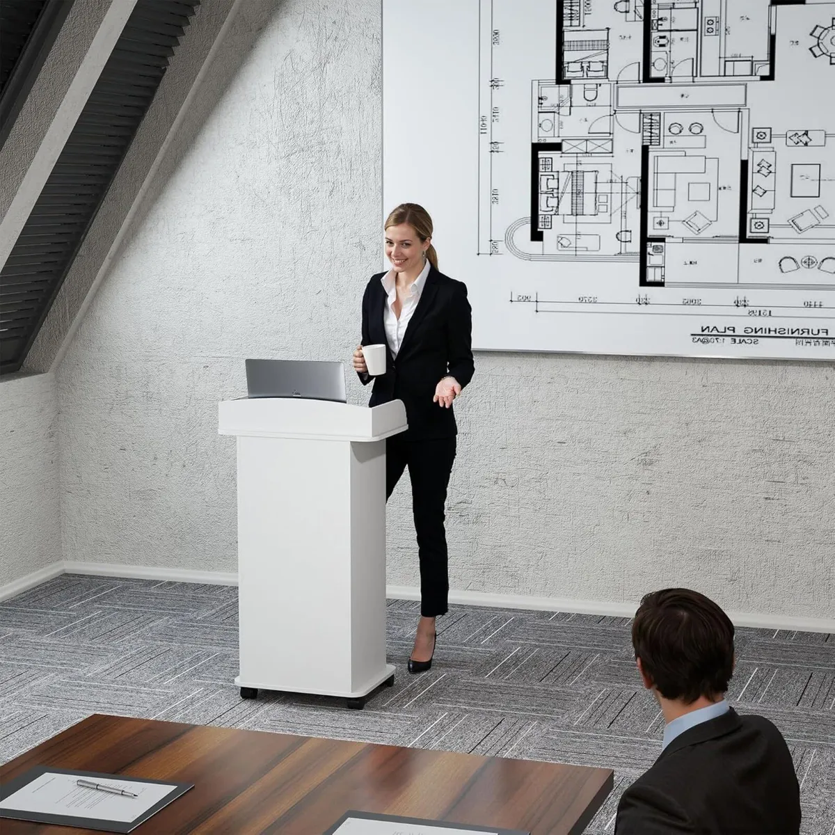 Portable Lectern＆Podium -Standing Laptop Desk-Wood - Image 2