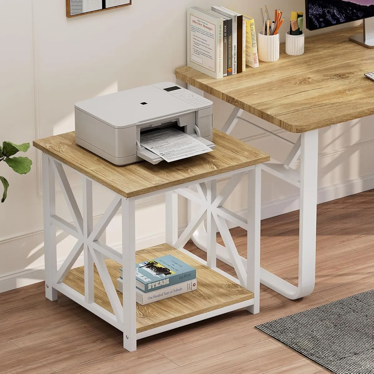 Side Table 50cm End with 2-Tier Storage Shelf - Image 4