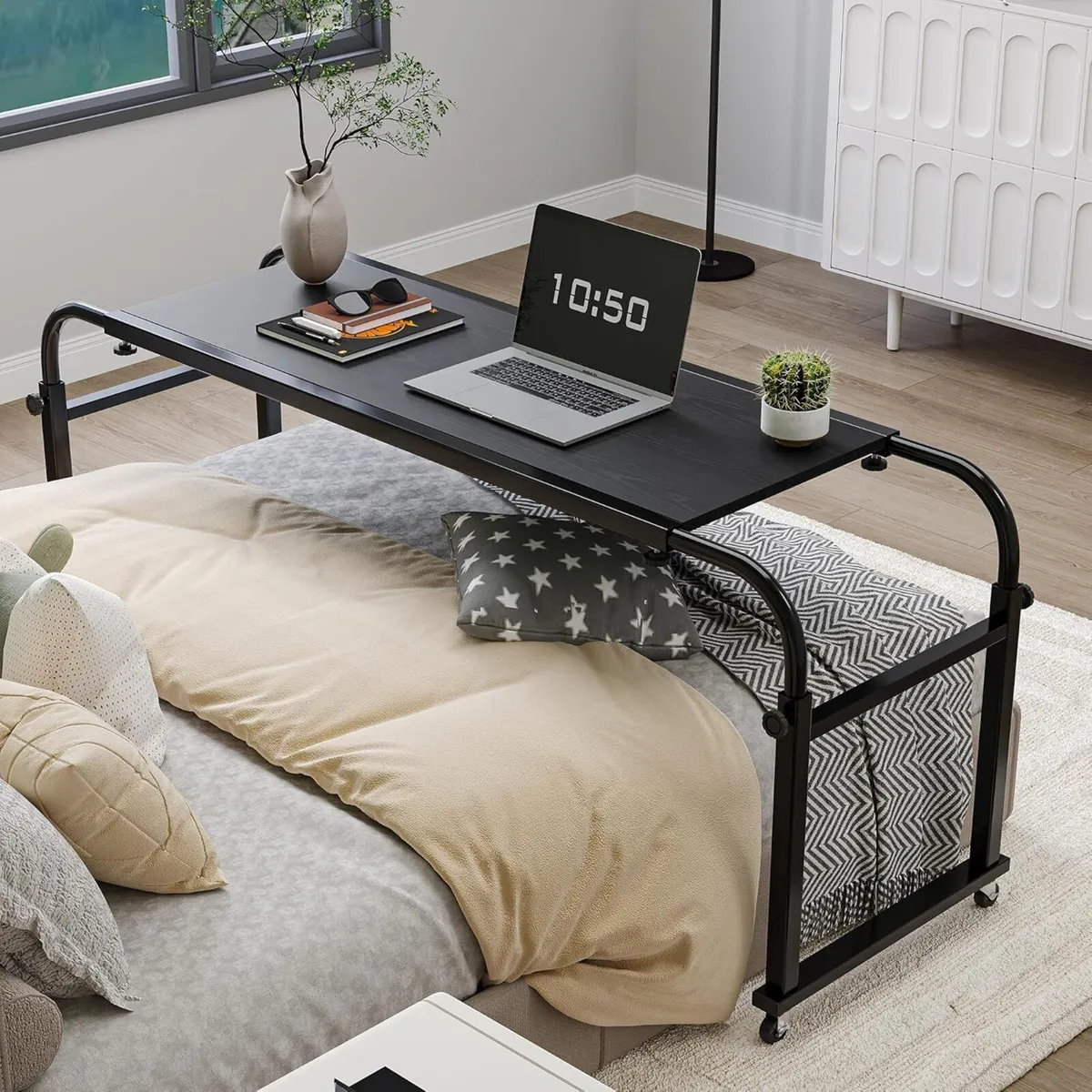 Bed Table Overbed Adjustable with Wheels Hospital - Image 3