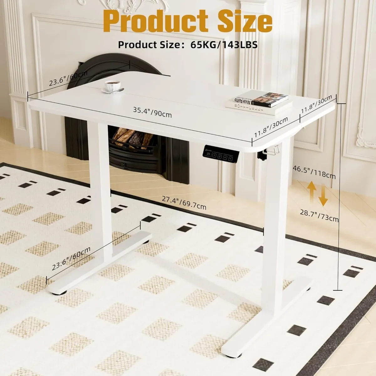 Electric Standing Desk 90x60cm Height Adjustable - Image 3