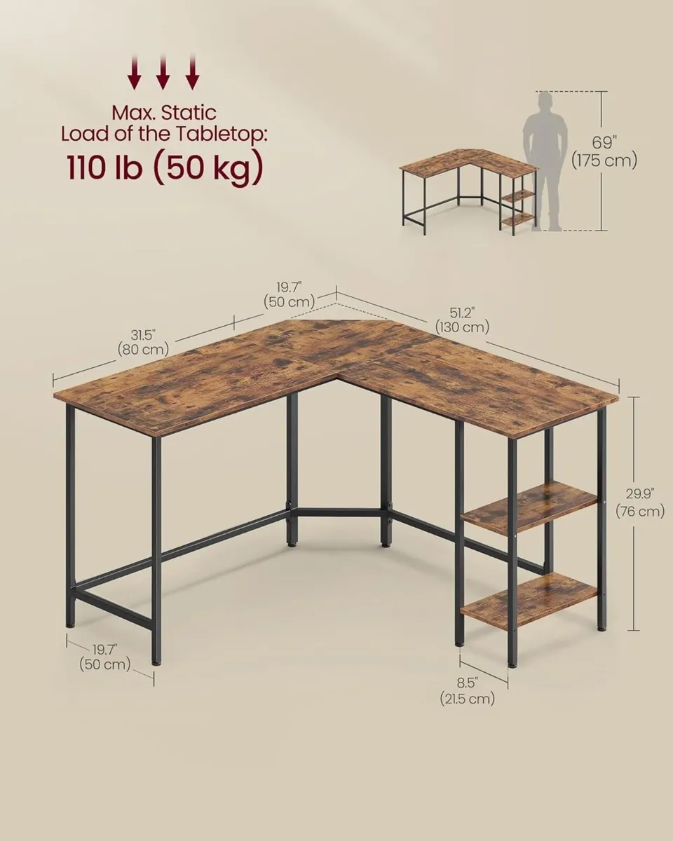Computer Desk L-Shaped Corner 120 x 130 76 cm - Image 3