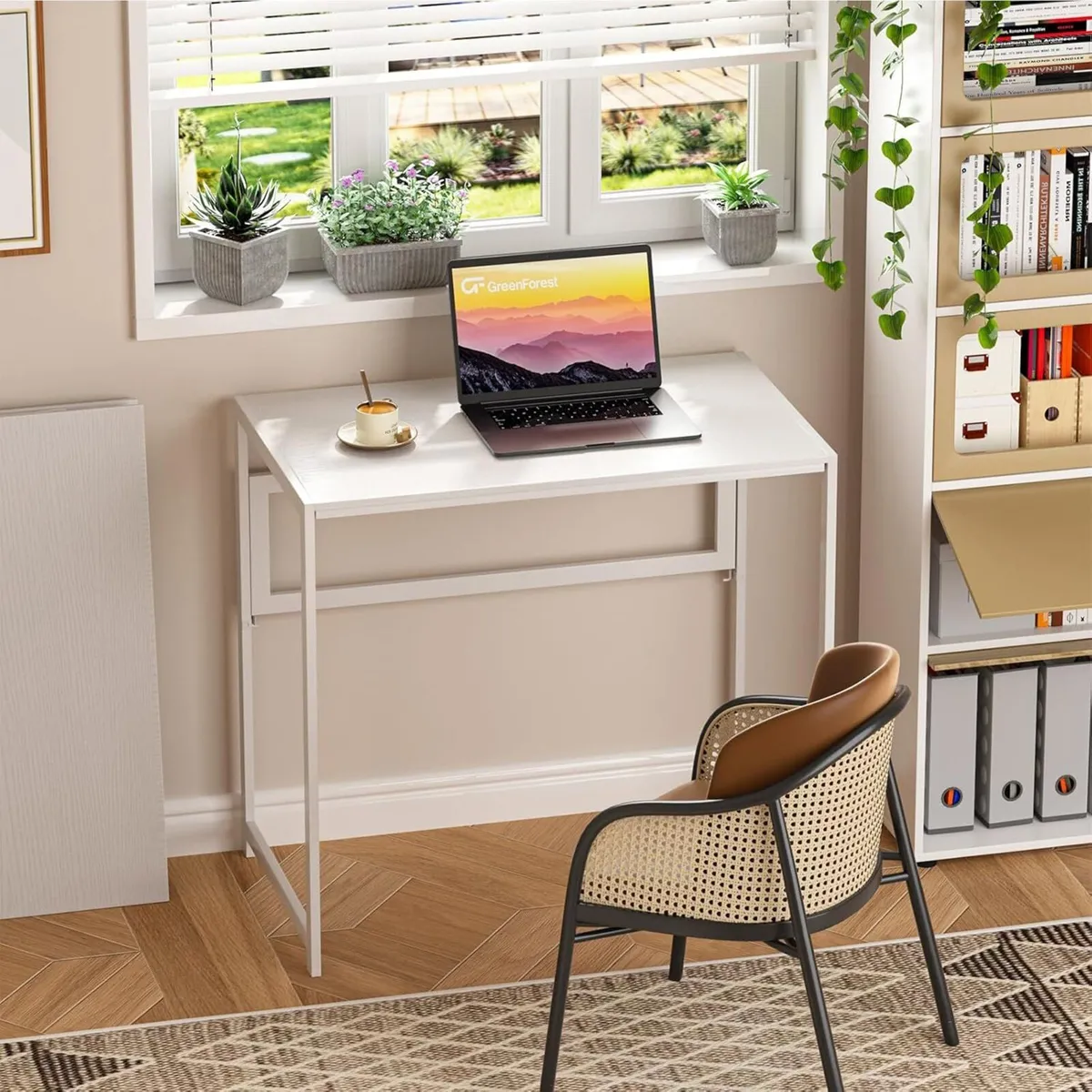 Folding Desk No Assembly Required 80cm Foldable - Image 2