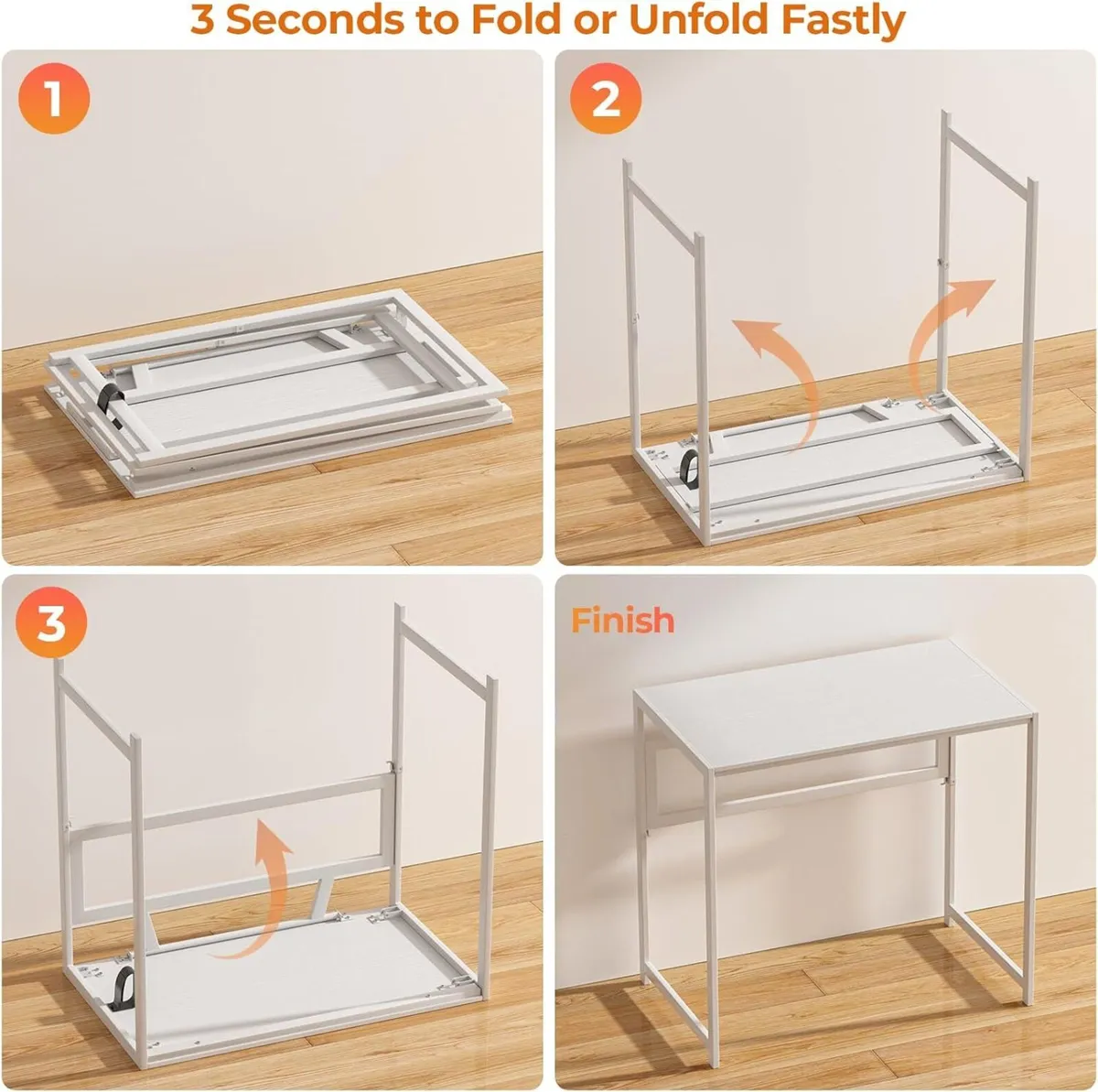 Folding Desk No Assembly Required 80cm Foldable - Image 4