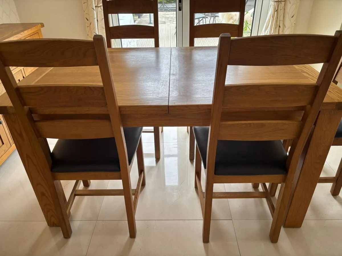 Dinner table with 6 chairs and chest drawer - Image 2