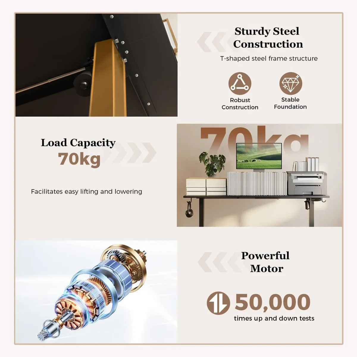 Height-Adjustable Desk with Double Drawers - Image 4