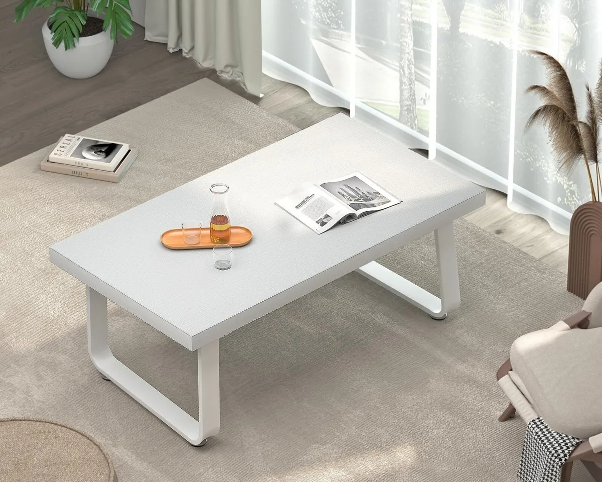 White Coffee Table Modern Wooden Simple Living - Image 4