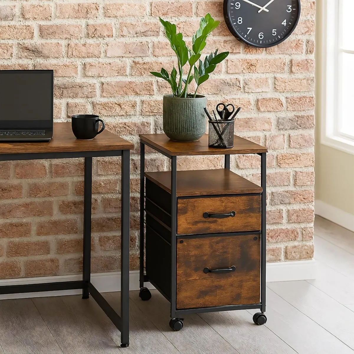 Mobile Filing Cabinet 2 Drawers Suspension Files - Image 2