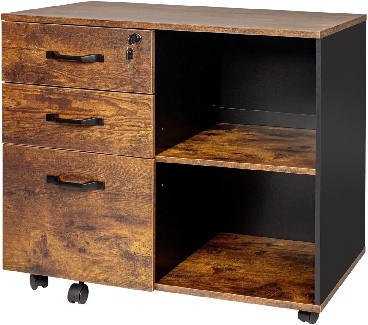 Mobile Filing Cabinet with 3 Drawers 2 Shelves - Image 1