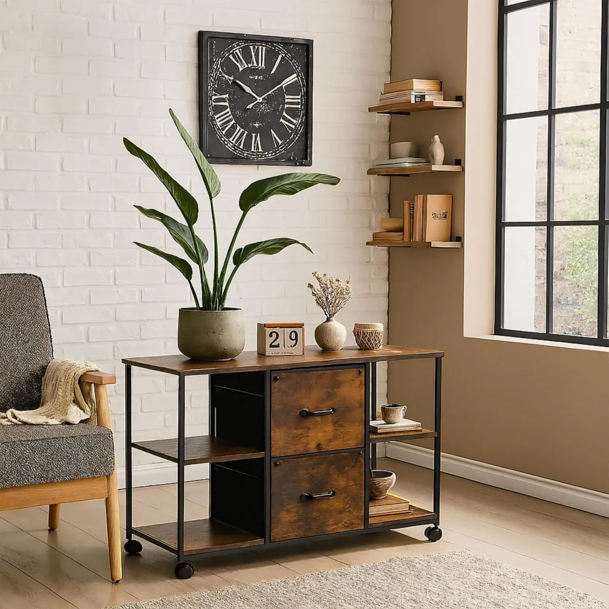 Mobile Cabinet 2 Drawers 4 Shelves Suspension - Image 4