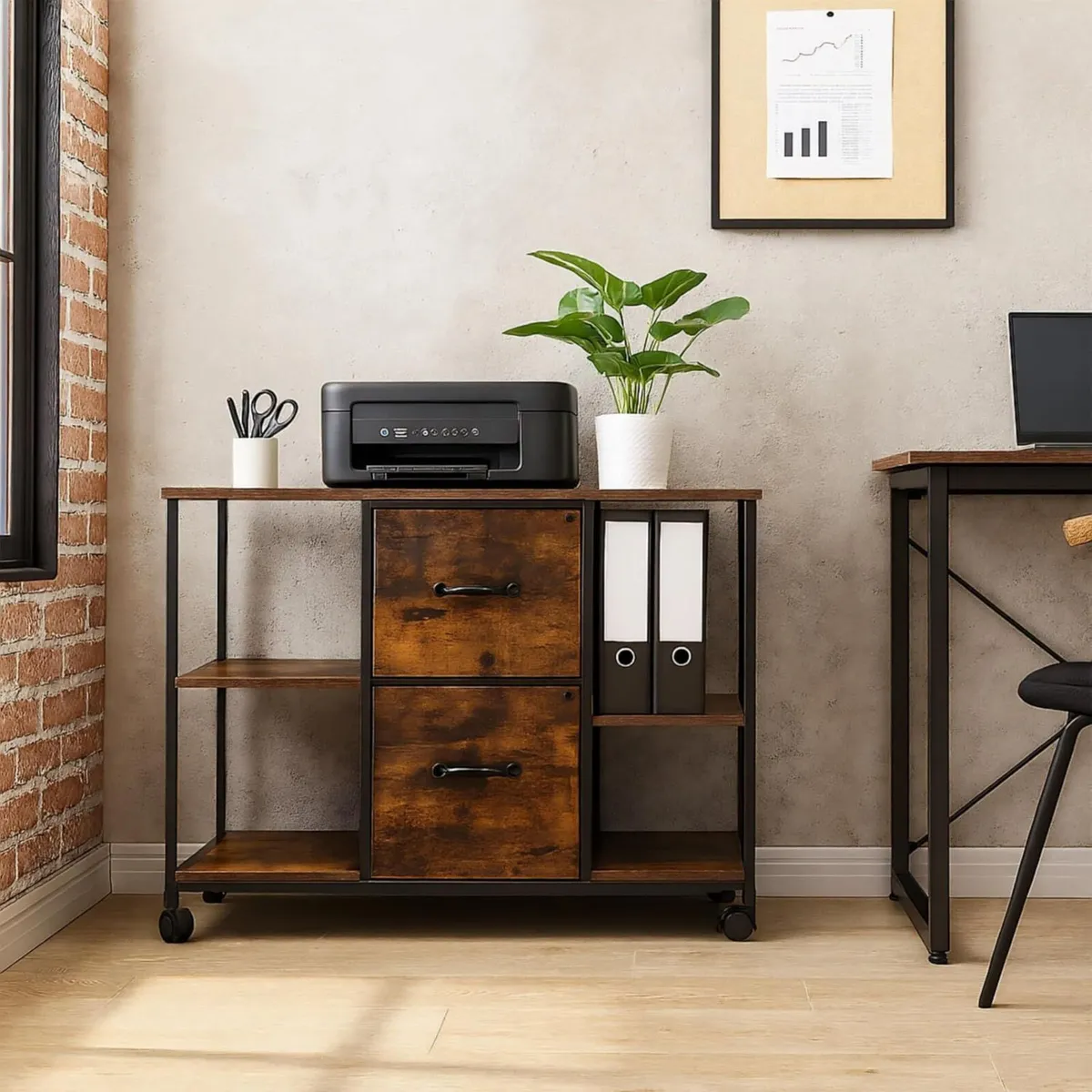 Mobile Cabinet 2 Drawers 4 Shelves Suspension - Image 2