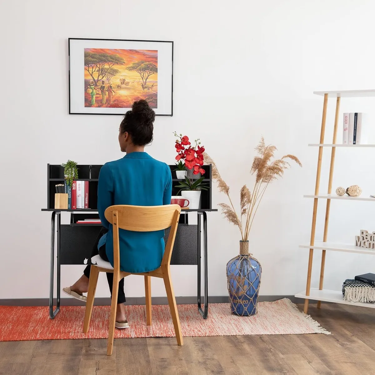 Desk With Shelving Above Below Cable Hole H x W - Image 4