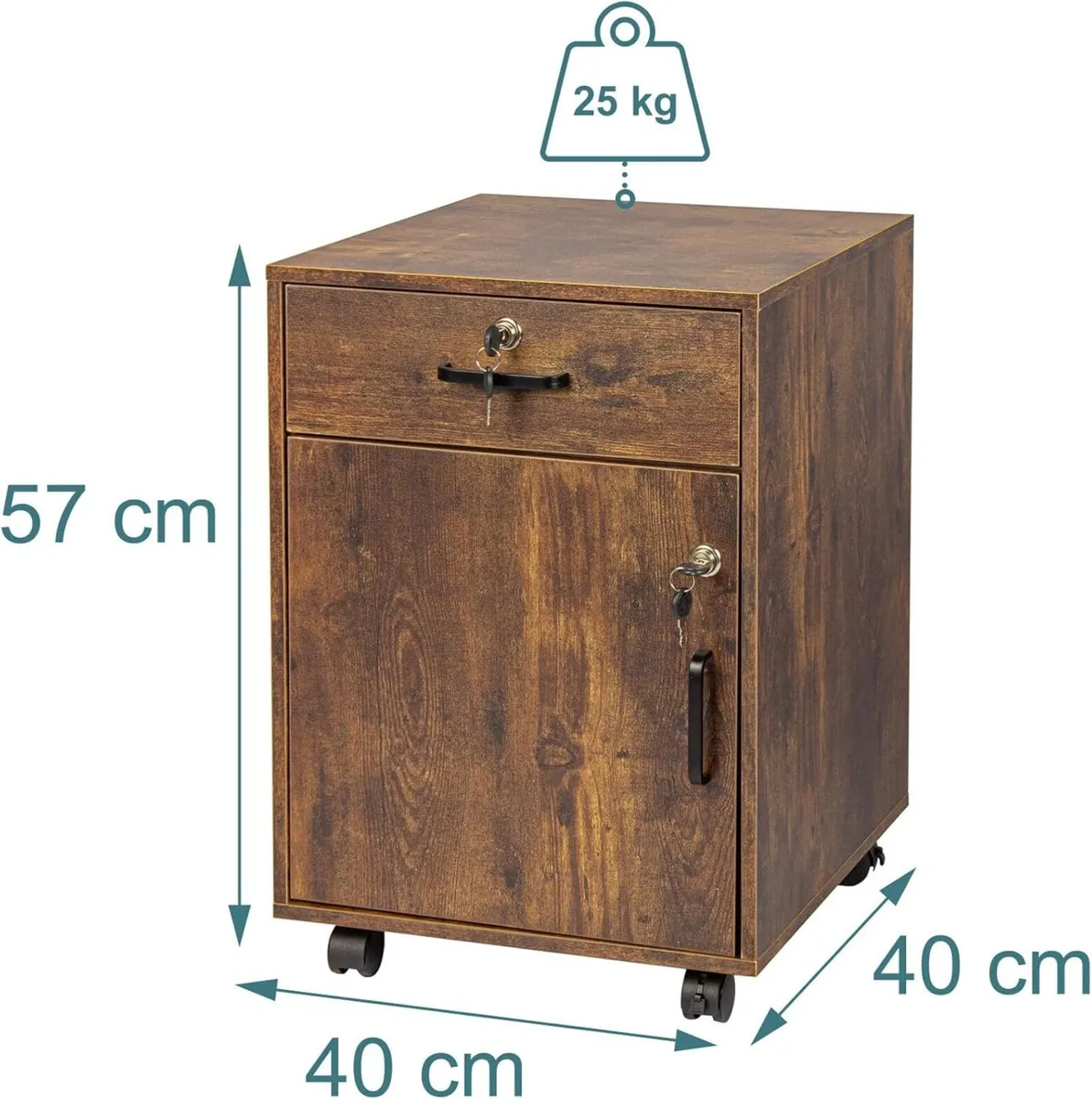 Mobile Pedestal with Lockable Drawers and Castors - Image 3