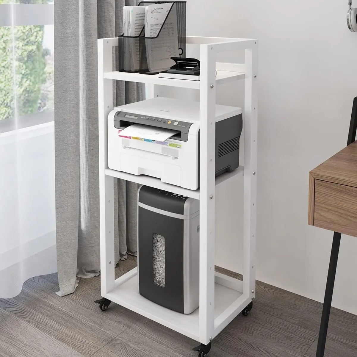 3-Tier Printer Stand with Storage 53x35x101cm - Image 1