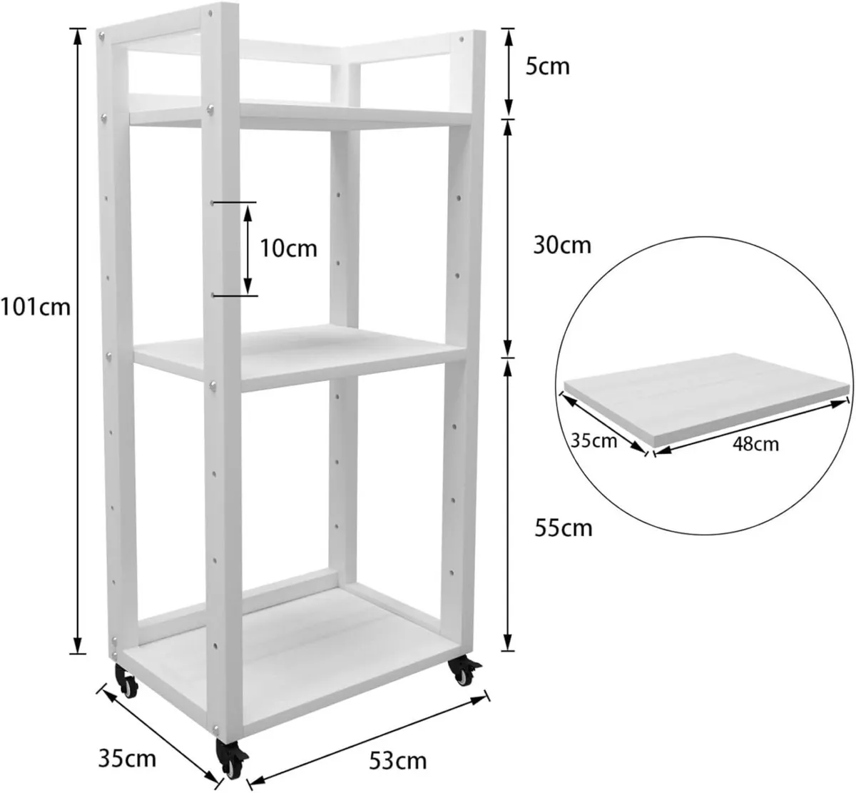 3-Tier Printer Stand with Storage 53x35x101cm - Image 2