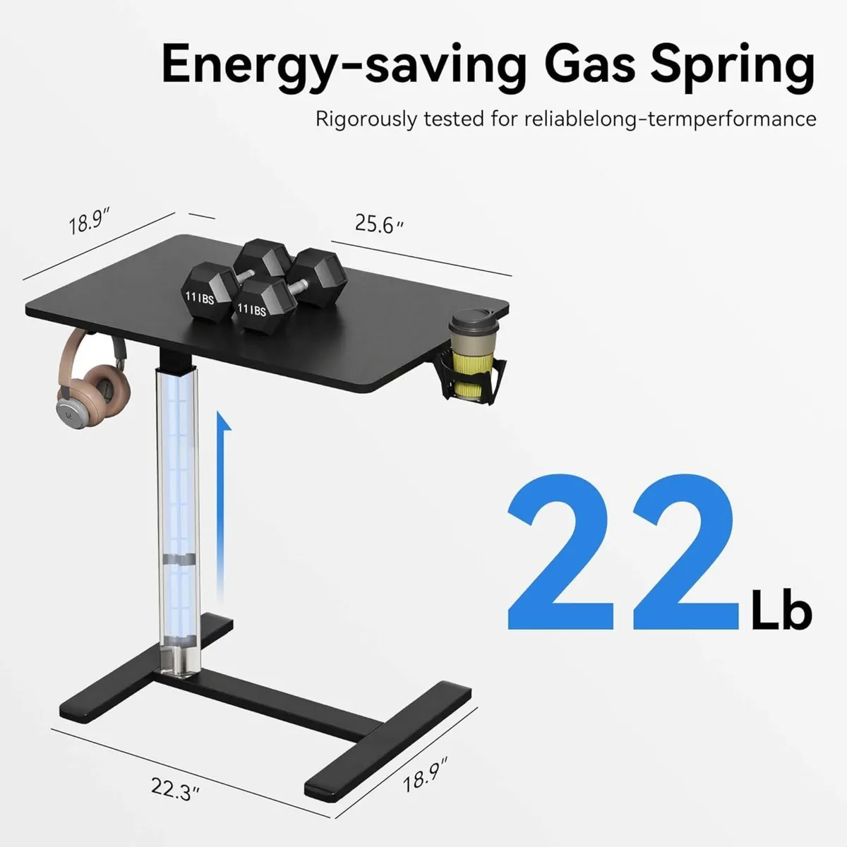 Mobile Standing Desk Pneumatic Adjustable Height - Image 2