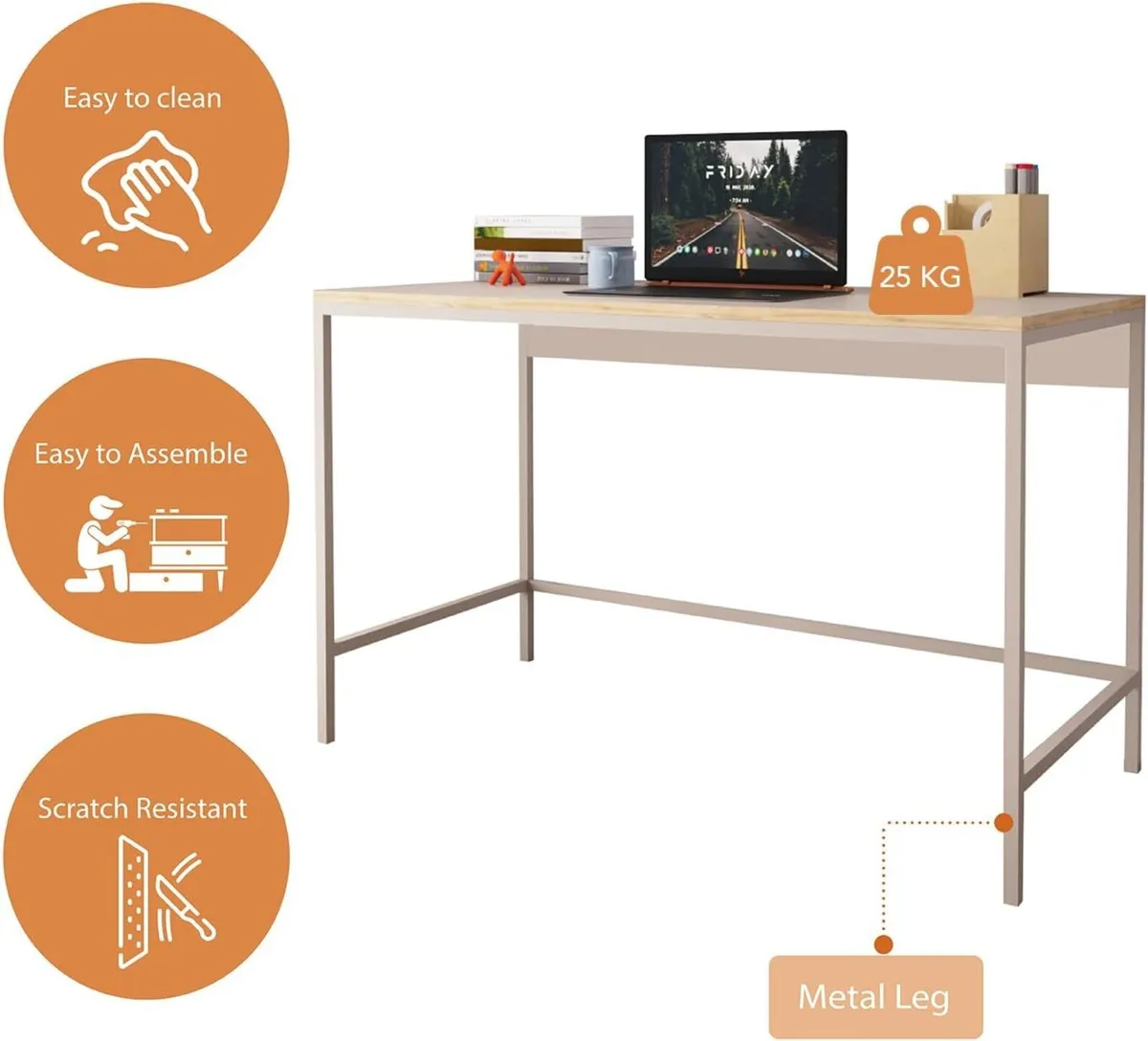 120cm Wide Home Office Desk Stylish Wooden Study - Image 4