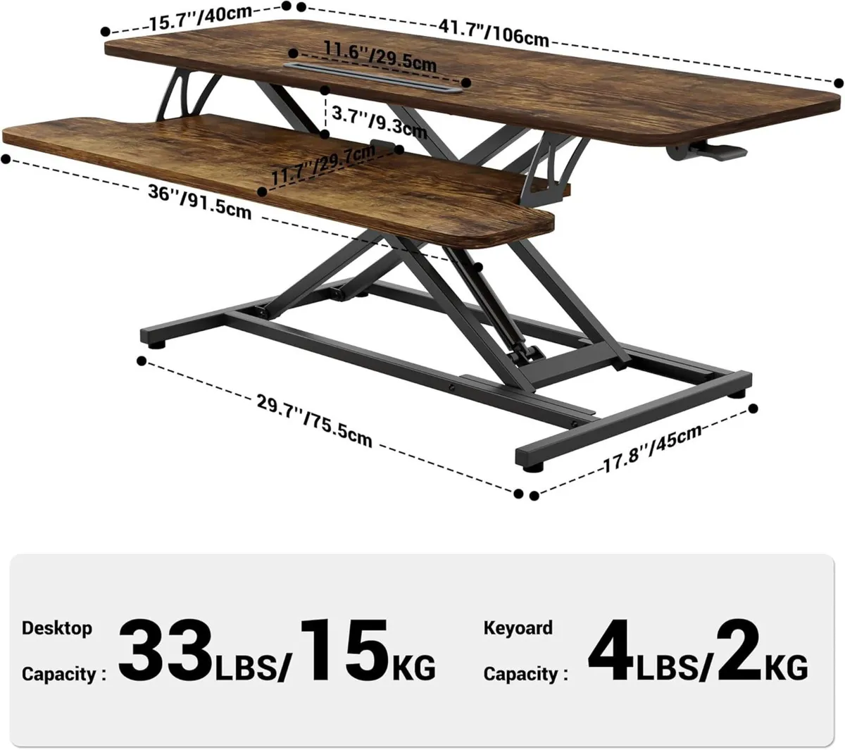 Standing Desk Converter 42/106cm Wide Height - Image 3