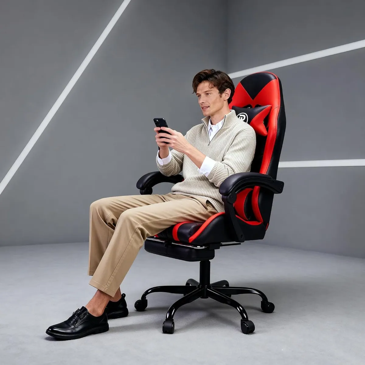 Gaming Chair with Footrest Lumbar Support - Image 2