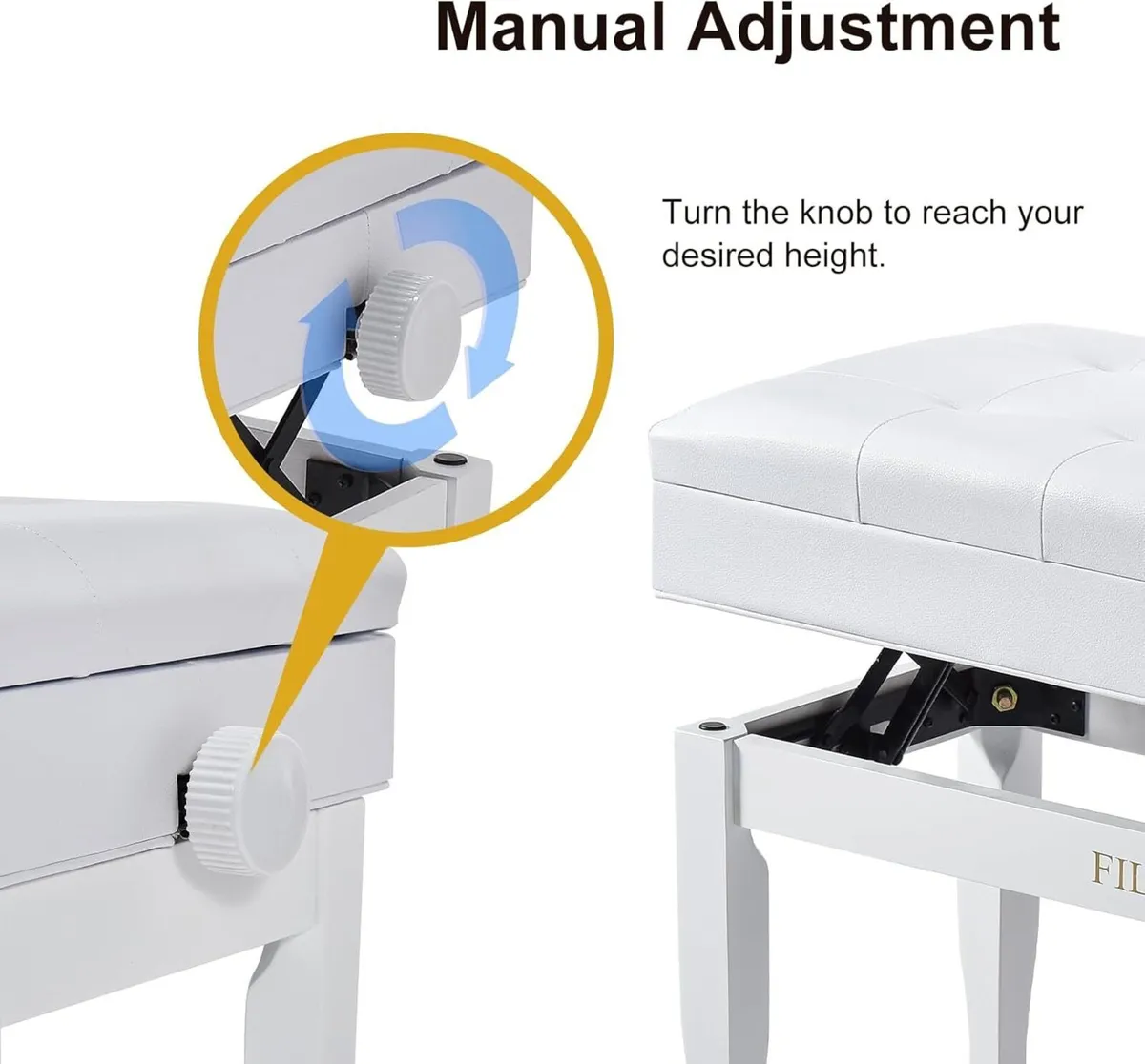 Duet Piano Bench with Storage Wooden Stool - Image 4