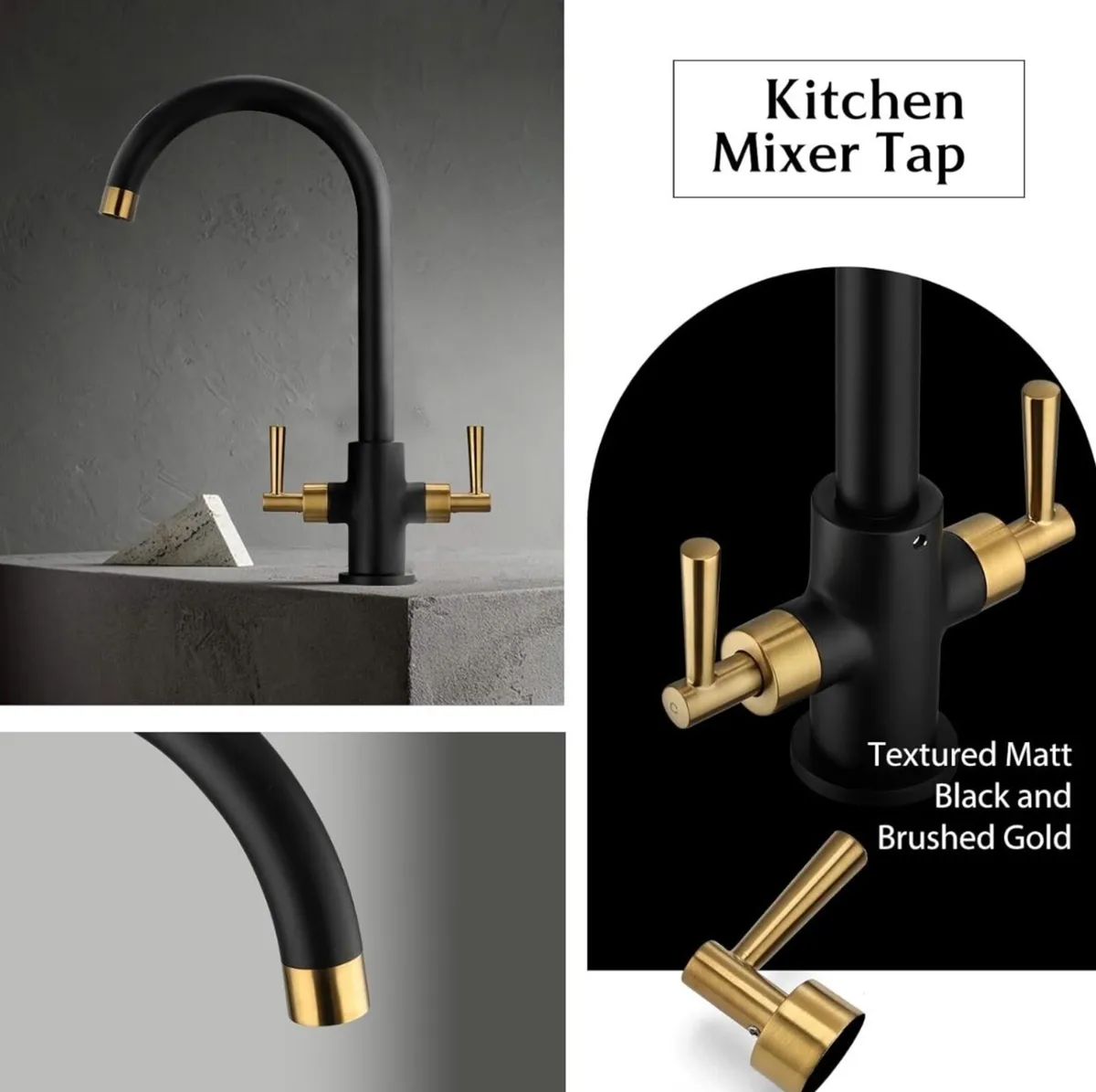 Black and gold kitchen tap - Image 4