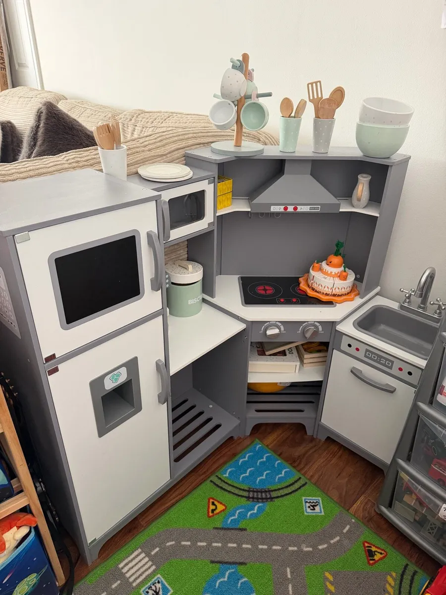 Wooden Kitchen with Wooden Food & Accessories - Image 1