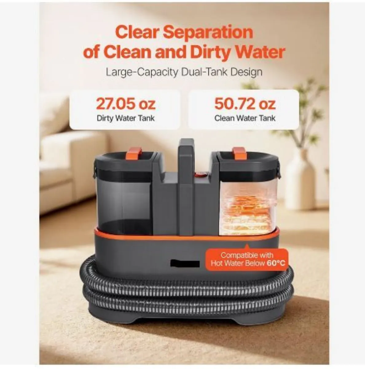 Carpet Cleaner Machine, 1.5 L Clean Water - Image 2