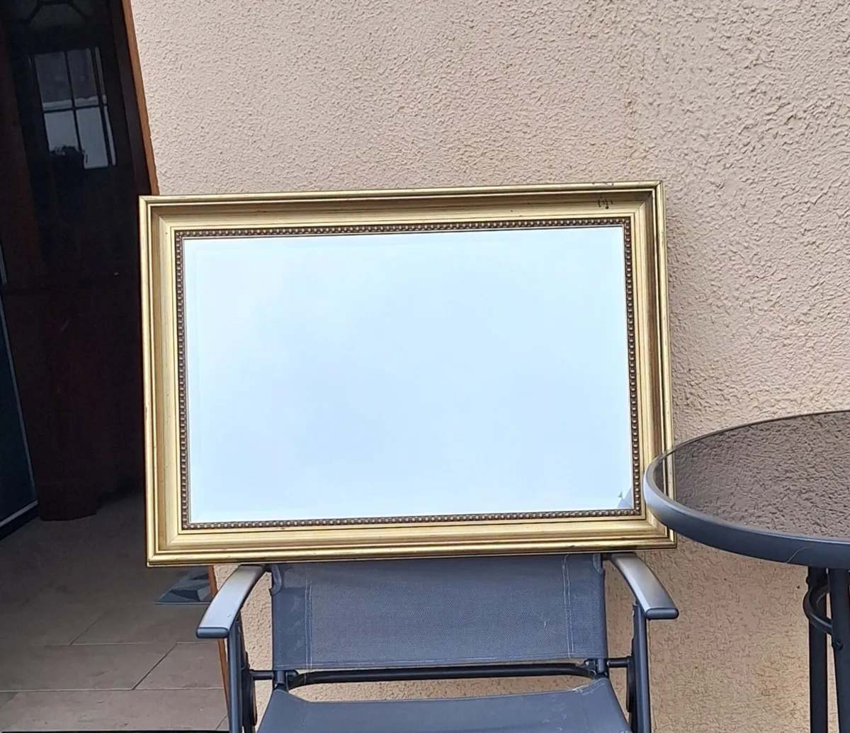 Old gold framed bevelled mirror - Image 1