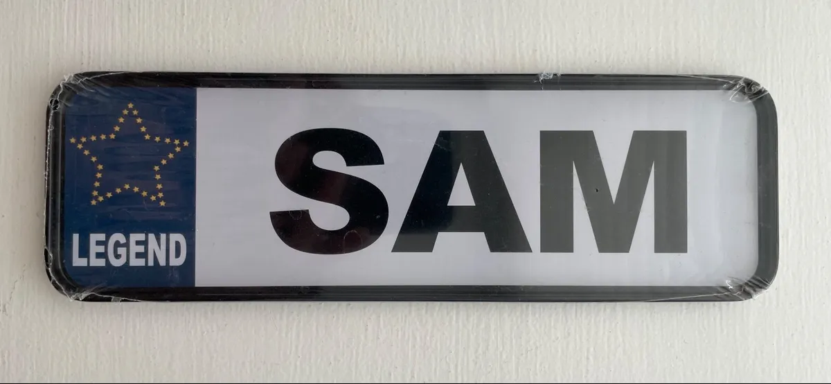 Mini personalised number plates - 'Sam' Bedroom - Image 1