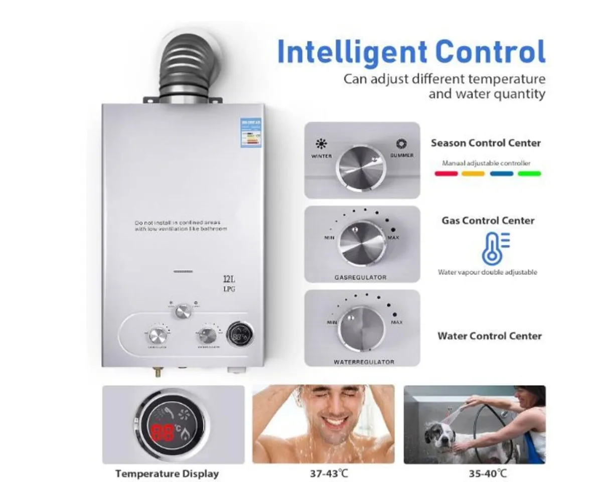 12L Gas Instantaneous Water Heater, 32 KW - Image 3