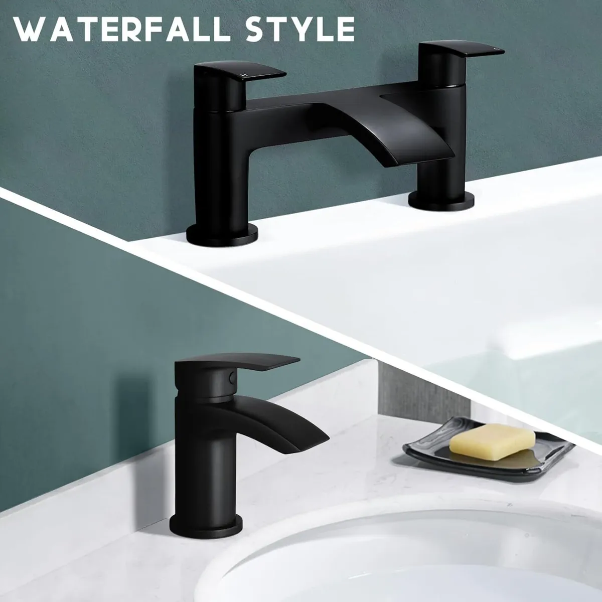 Bath and Basin Mixer Taps Set with Pop up Slotted - Image 3