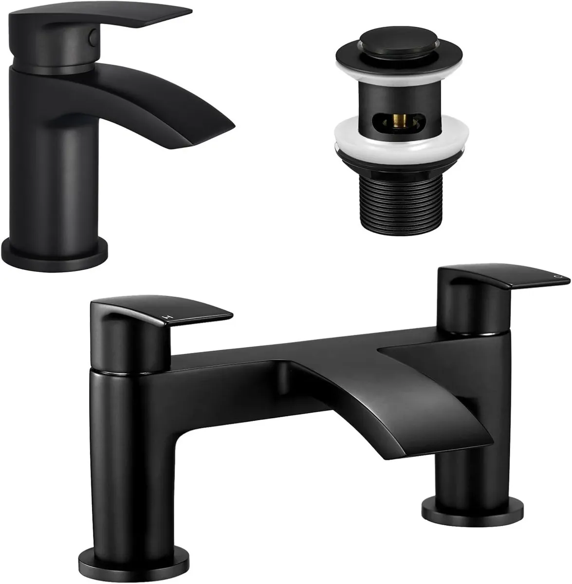 Bath and Basin Mixer Taps Set with Pop up Slotted - Image 1
