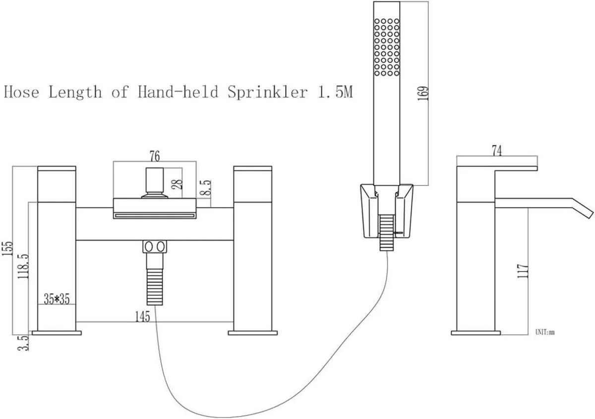 Bath Taps with Shower Waterfall Bathroom Tub Tap - Image 3