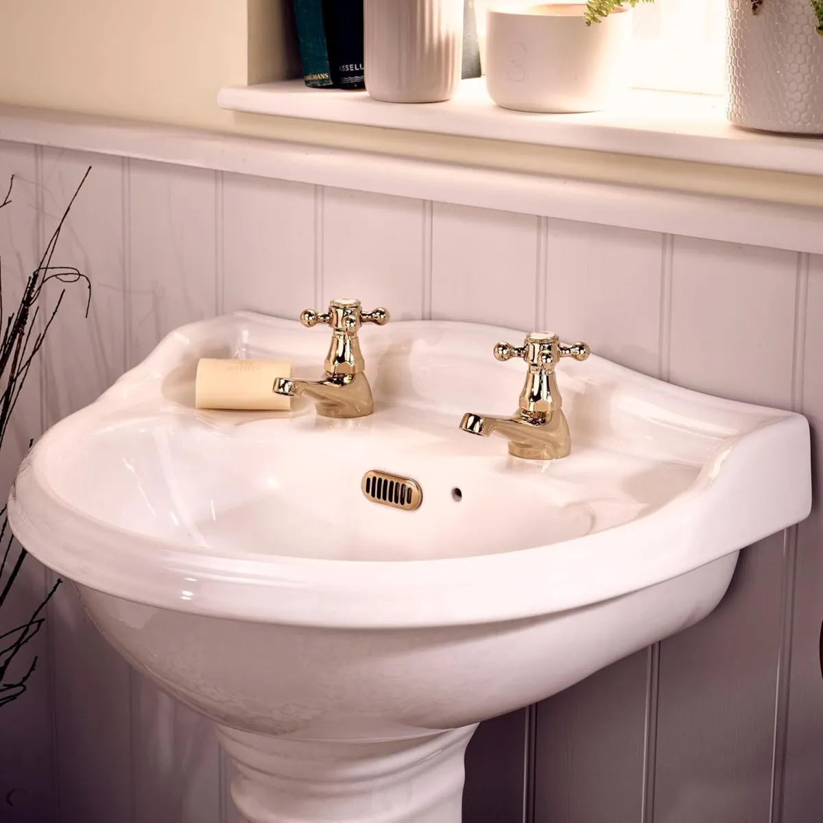 Tudor Basin Taps - Traditional Gold Brass - Image 2