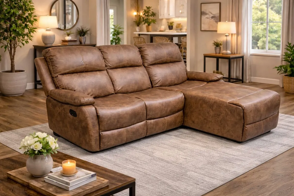 New Athens On Sale Brown Fabric Recliner Corner