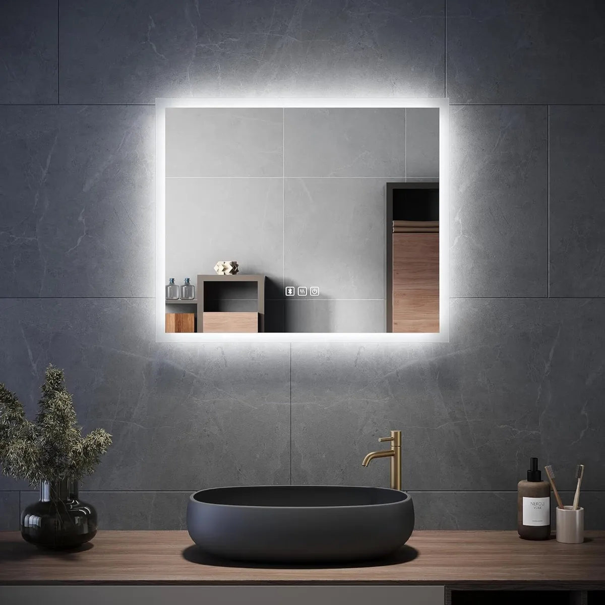 Bathroom Led Backlit Mirror with Shaver Socket - Image 1