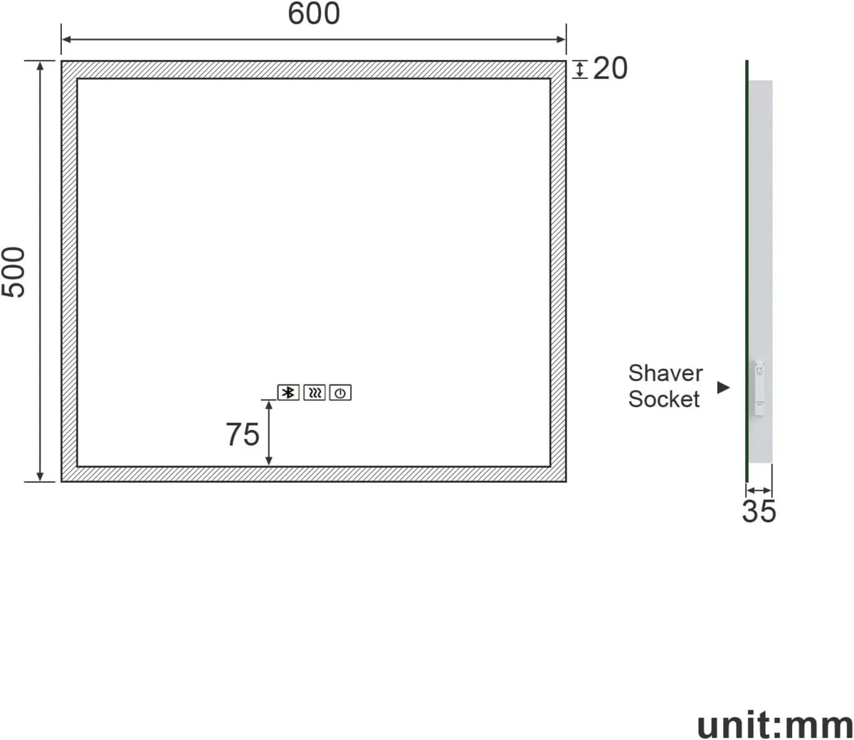 Bathroom Led Backlit Mirror with Shaver Socket - Image 2