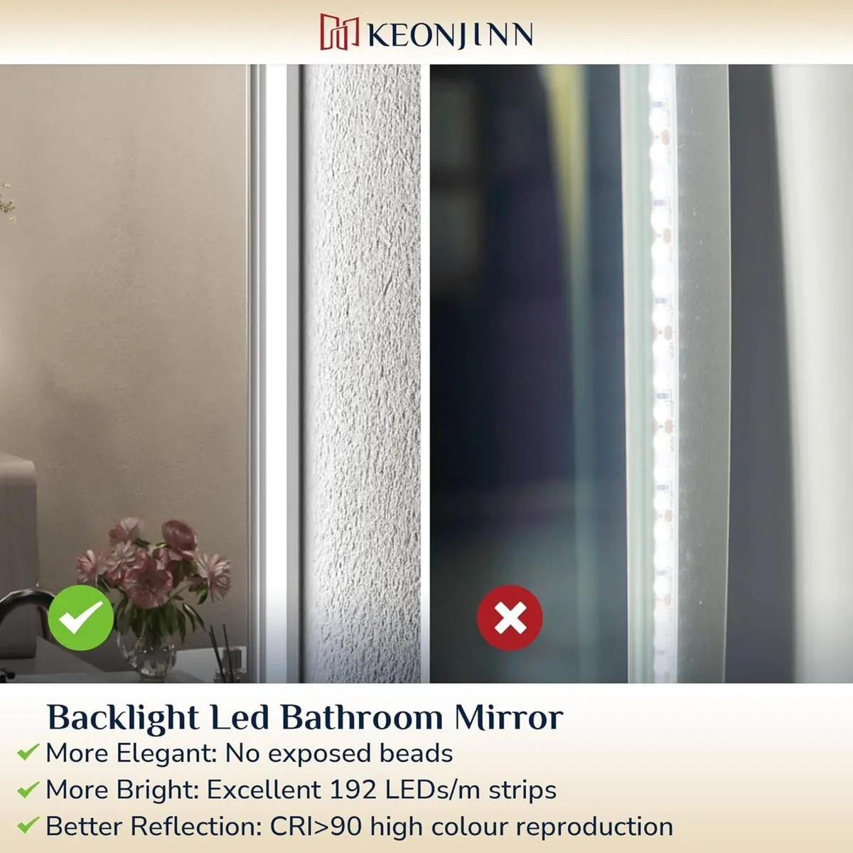Bathroom Mirror with LED Lights 60x80cm Illuminate - Image 4