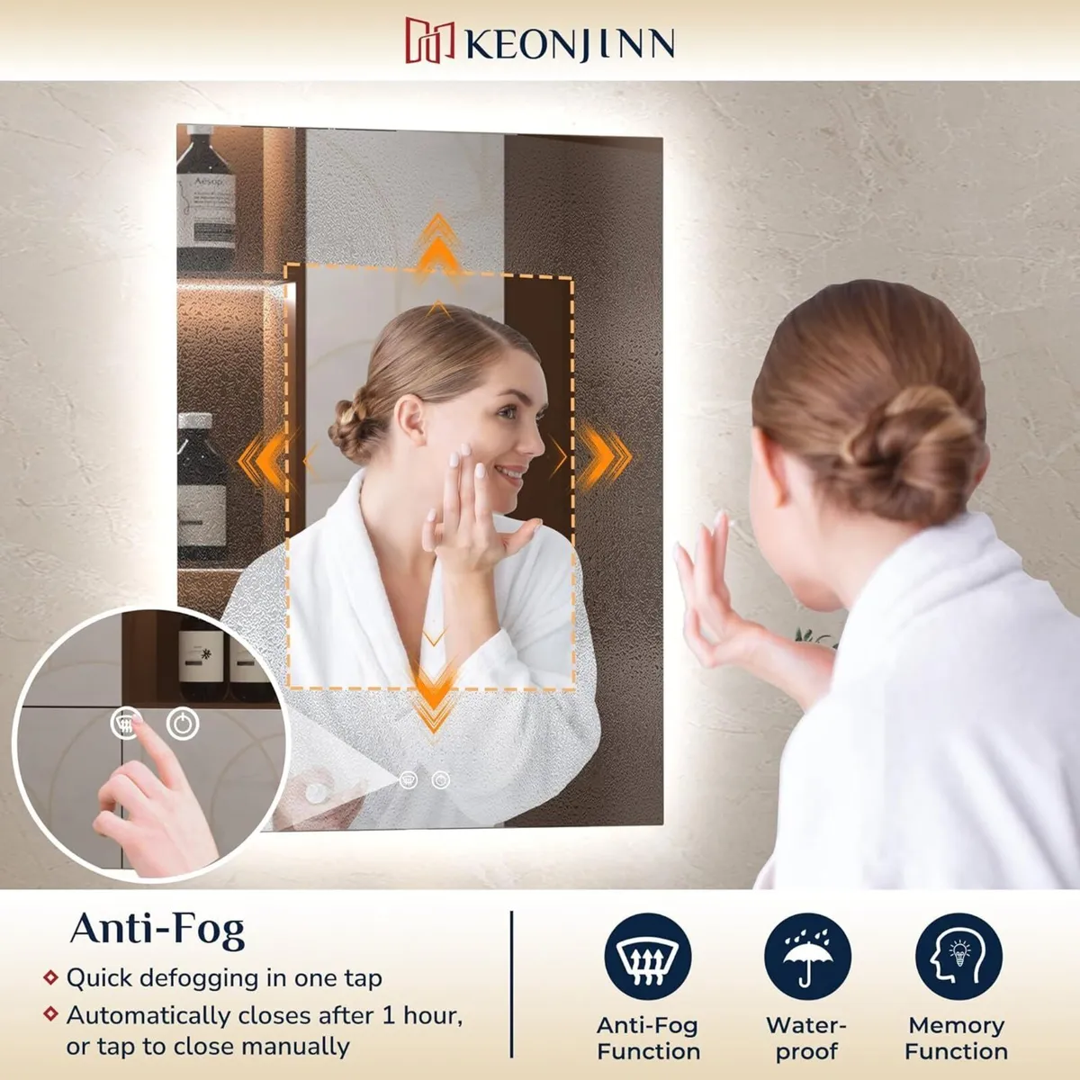 Bathroom Mirror with LED Lights 60x80cm Illuminate - Image 2