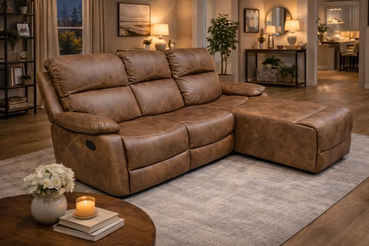 New Athens On Sale Brown Fabric Recliner Corner