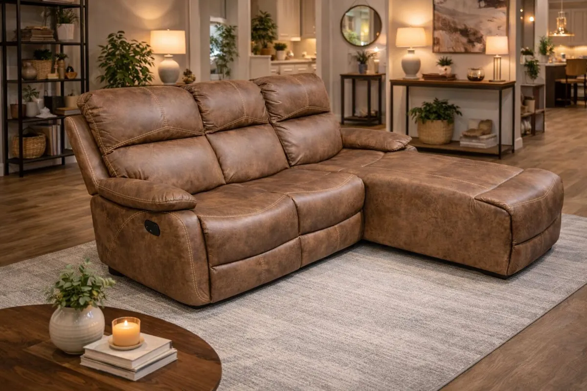 New Athens On Sale Brown Fabric Recliner Corner
