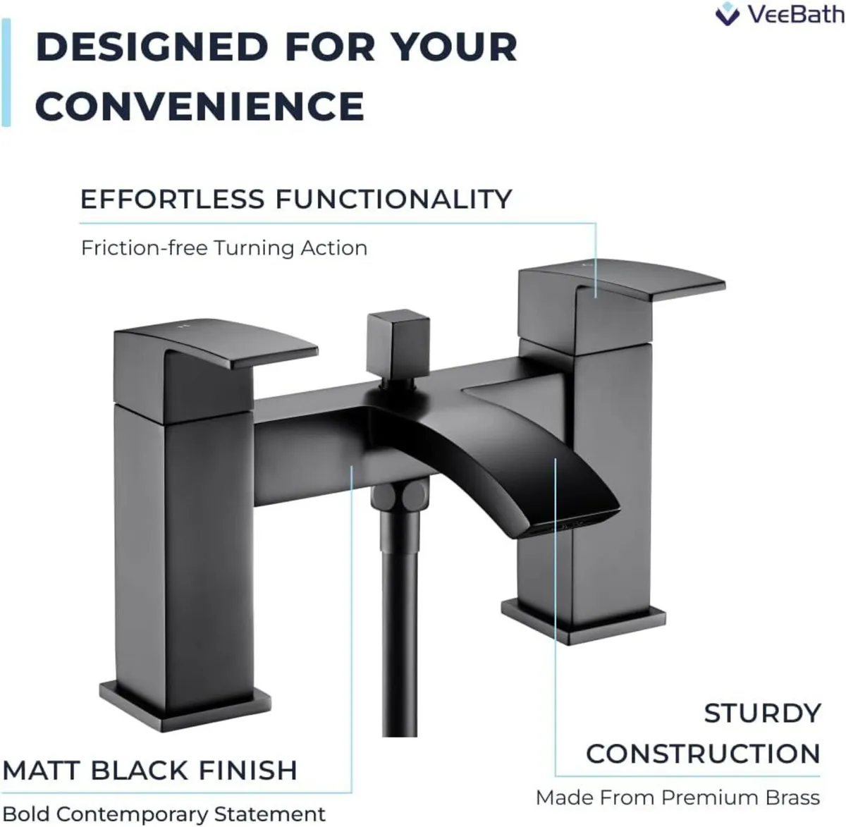 Tidal Square Bath Shower Mixer Tap with Kit – - Image 4