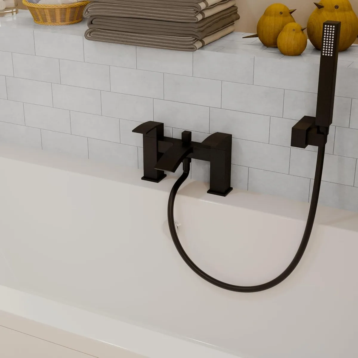 Tidal Square Bath Shower Mixer Tap with Kit – - Image 3