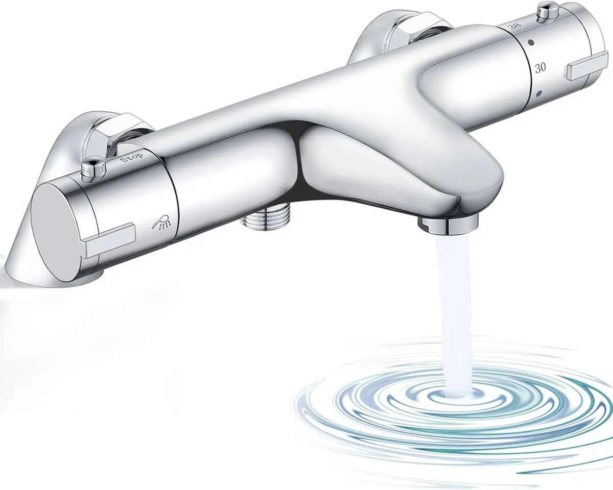 Thermostatic Bath Shower Mixer Exposed Taps Valve - Image 1