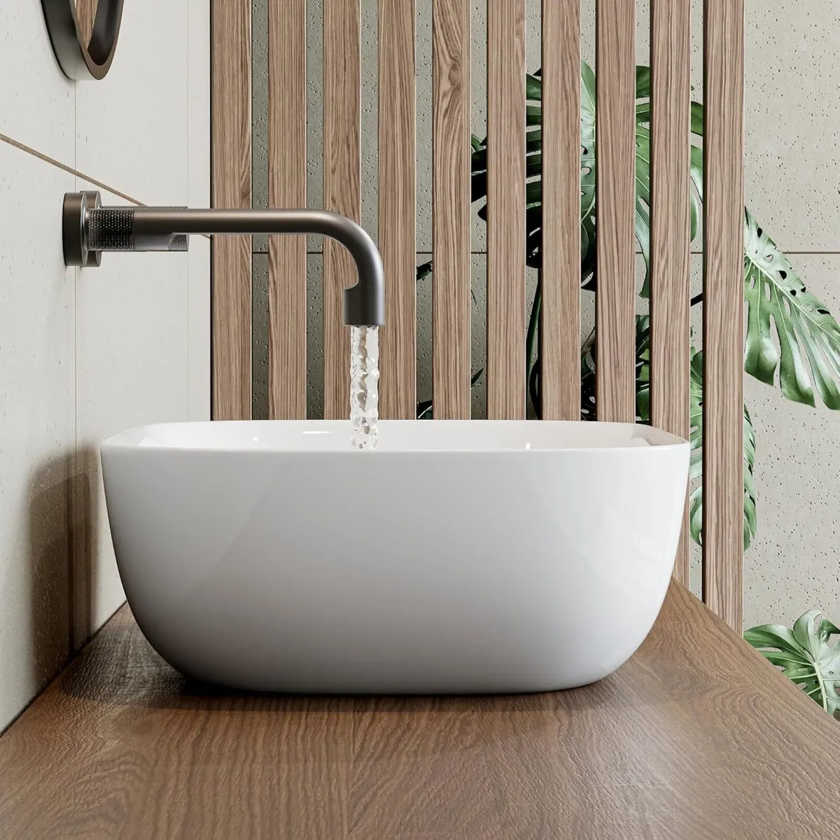 460x330mm Countertop Bathroom Sink White Ceramic - Image 2