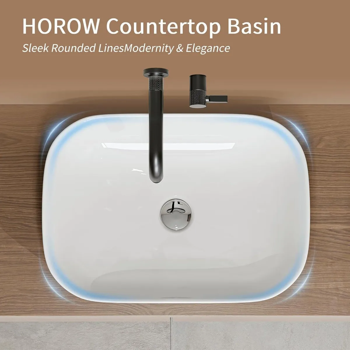 460x330mm Countertop Bathroom Sink White Ceramic - Image 4