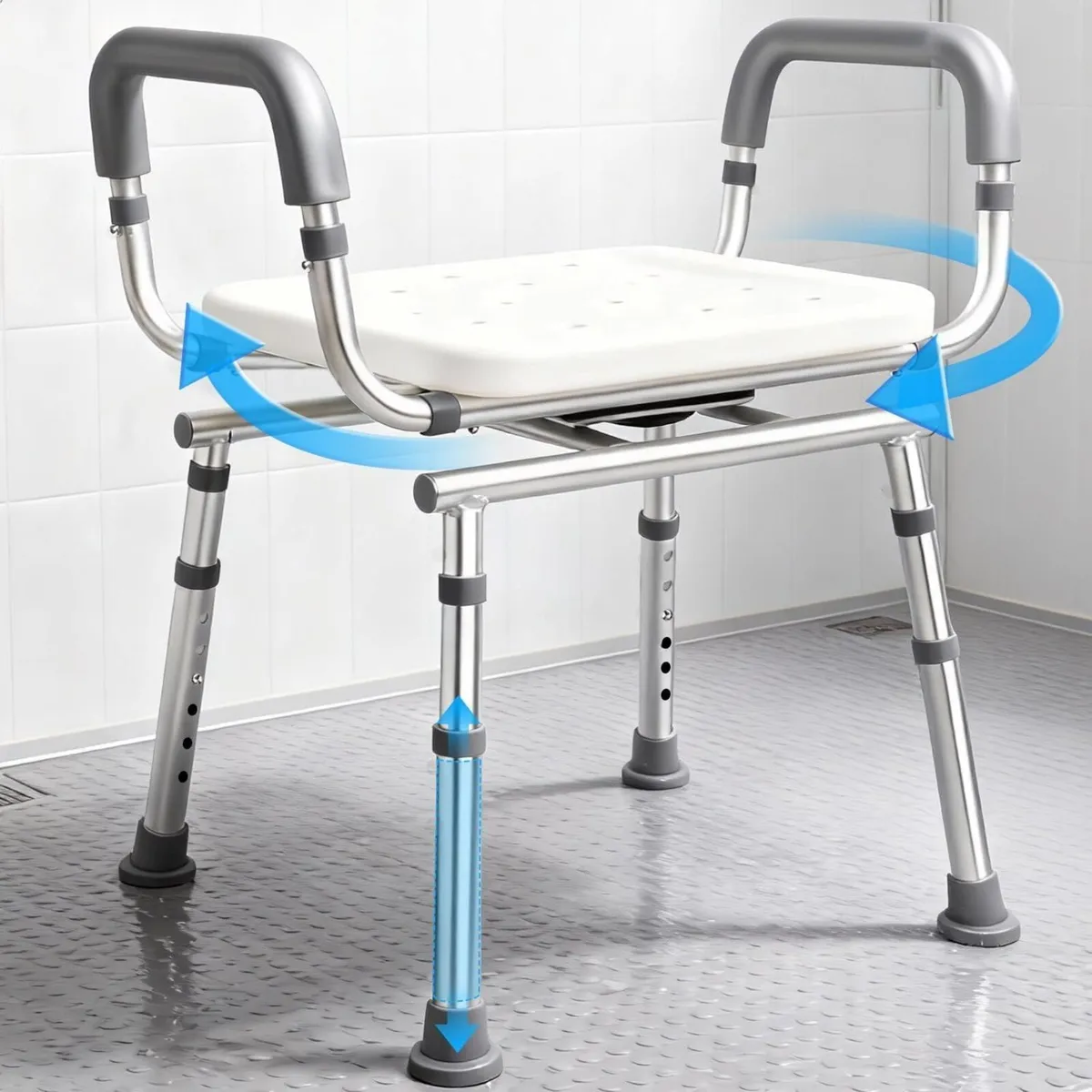 360degrees Swivel Shower Chair with Removable - Image 1