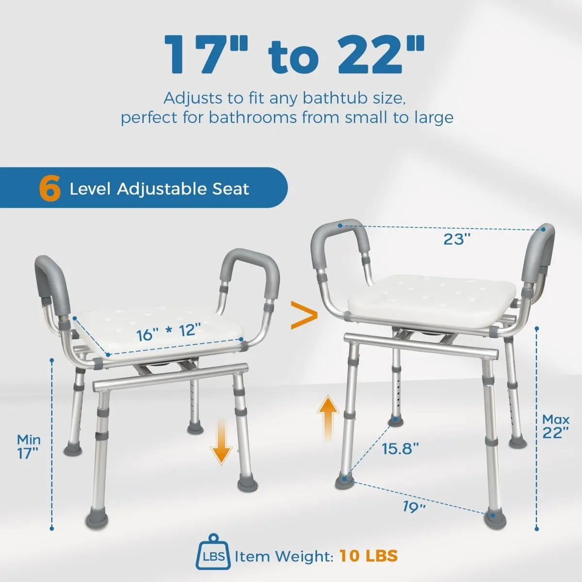 360degrees Swivel Shower Chair with Removable - Image 2