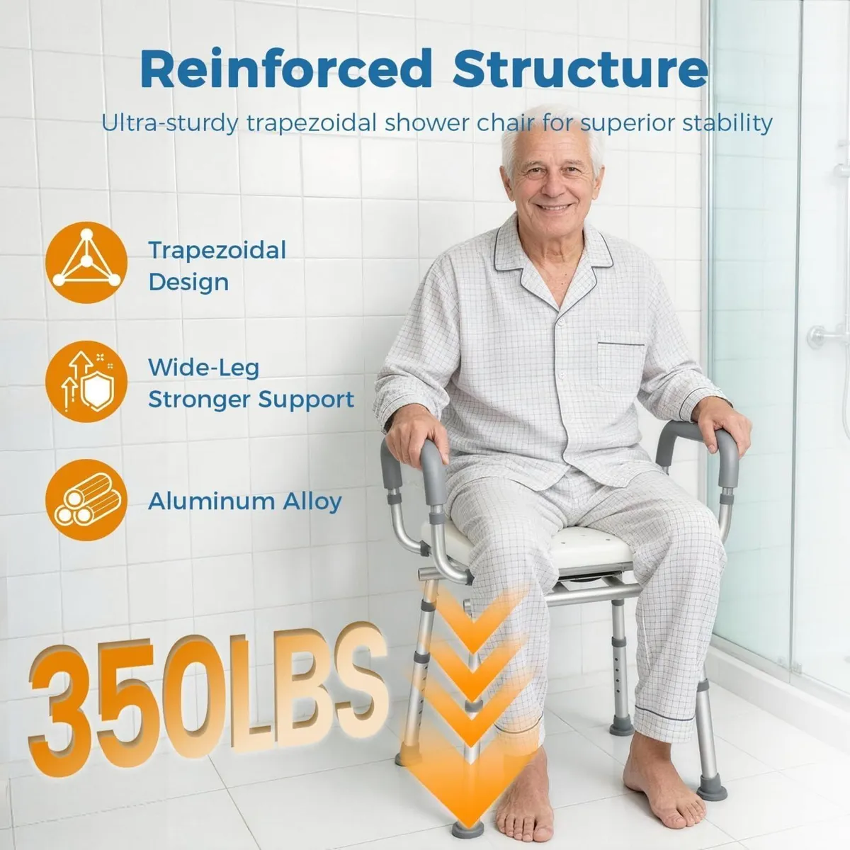360degrees Swivel Shower Chair with Removable - Image 4