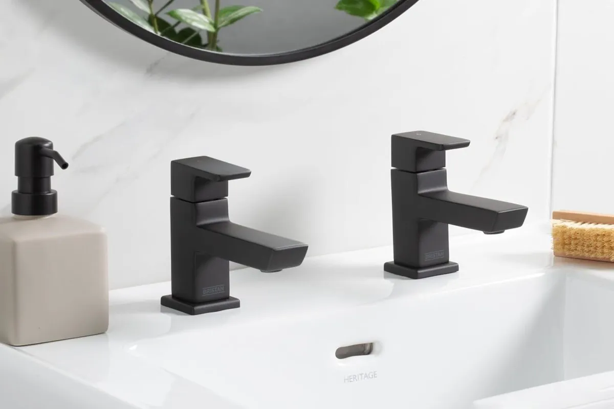 Bristan Cobalt Basin Pillar Taps Black (COB 1/2 - Image 2