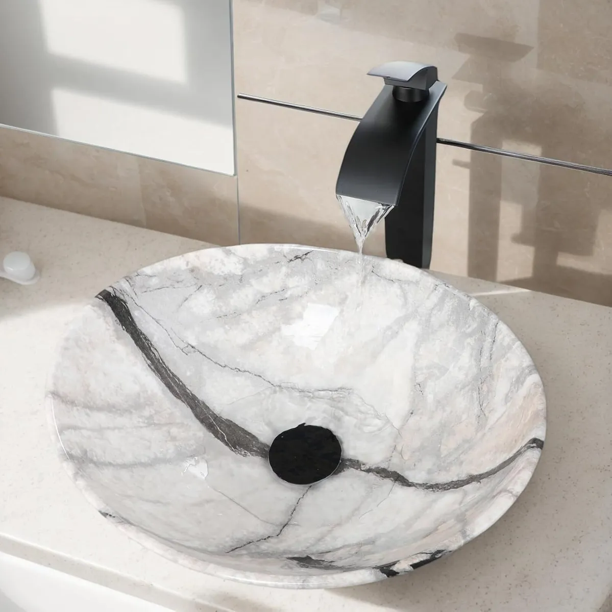 Countertop Basin Sink Marbling White Black Wash - Image 4